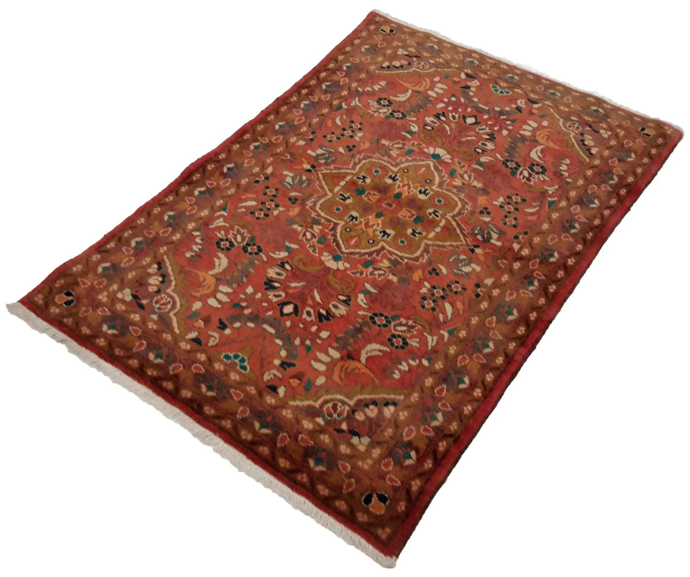 Canvello Hand Made Casual Medallion Silkroad Hamadan Rug - 3'7'' X 5'3'' - Canvello