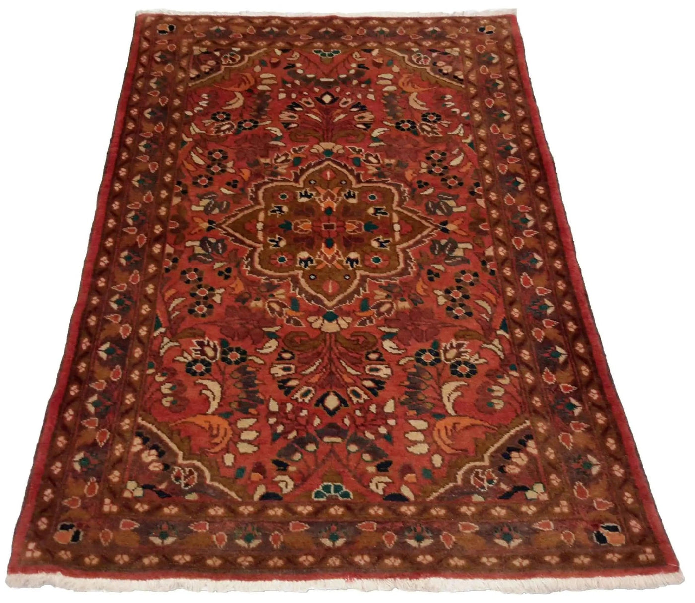 Canvello Hand Made Casual Medallion Silkroad Hamadan Rug - 3'7'' X 5'3'' - Canvello