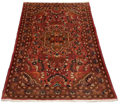 Canvello Hand Made Casual Medallion Silkroad Hamadan Rug - 3'7'' X 5'3'' - Canvello