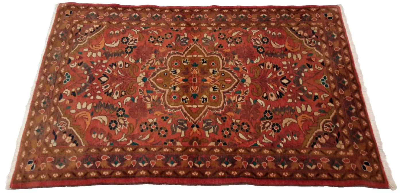 Canvello Hand Made Casual Medallion Silkroad Hamadan Rug - 3'7'' X 5'3'' - Canvello