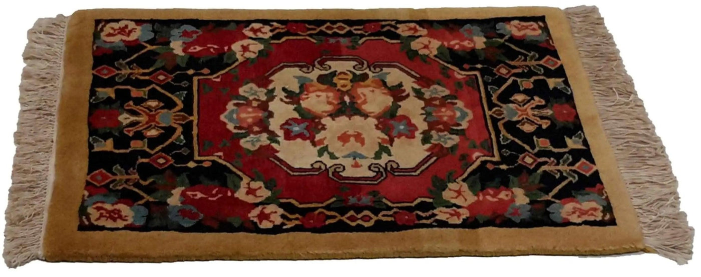 Canvello Hand Made Casual Medallion Silkroad Nain 6 Line Rug - 2'0'' X 2'5'' - Canvello