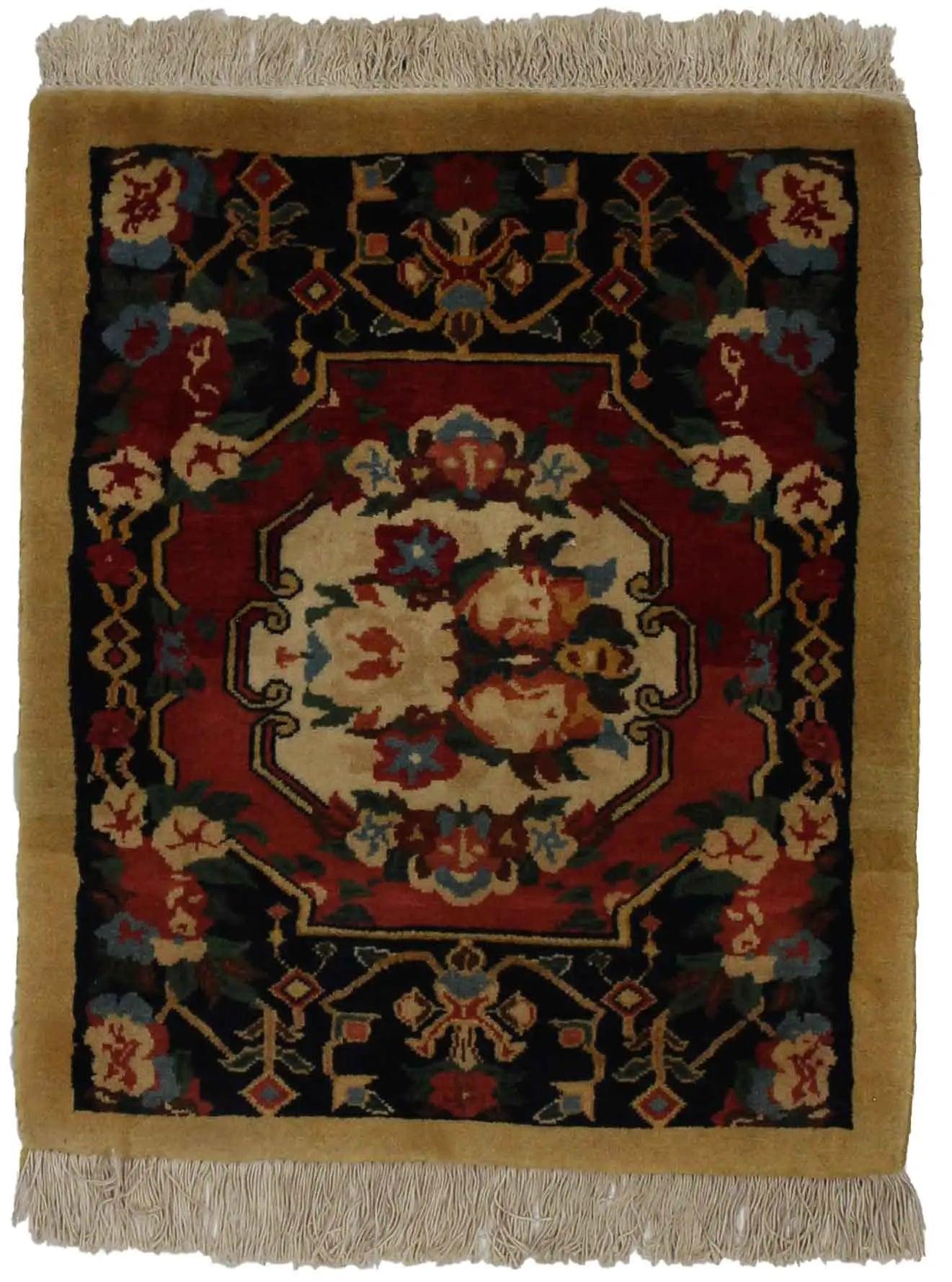 Canvello Hand Made Casual Medallion Silkroad Nain 6 Line Rug - 2'0'' X 2'5'' - Canvello