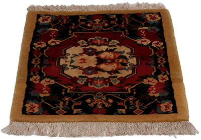 Canvello Hand Made Casual Medallion Silkroad Nain 6 Line Rug - 2'0'' X 2'5'' - Canvello