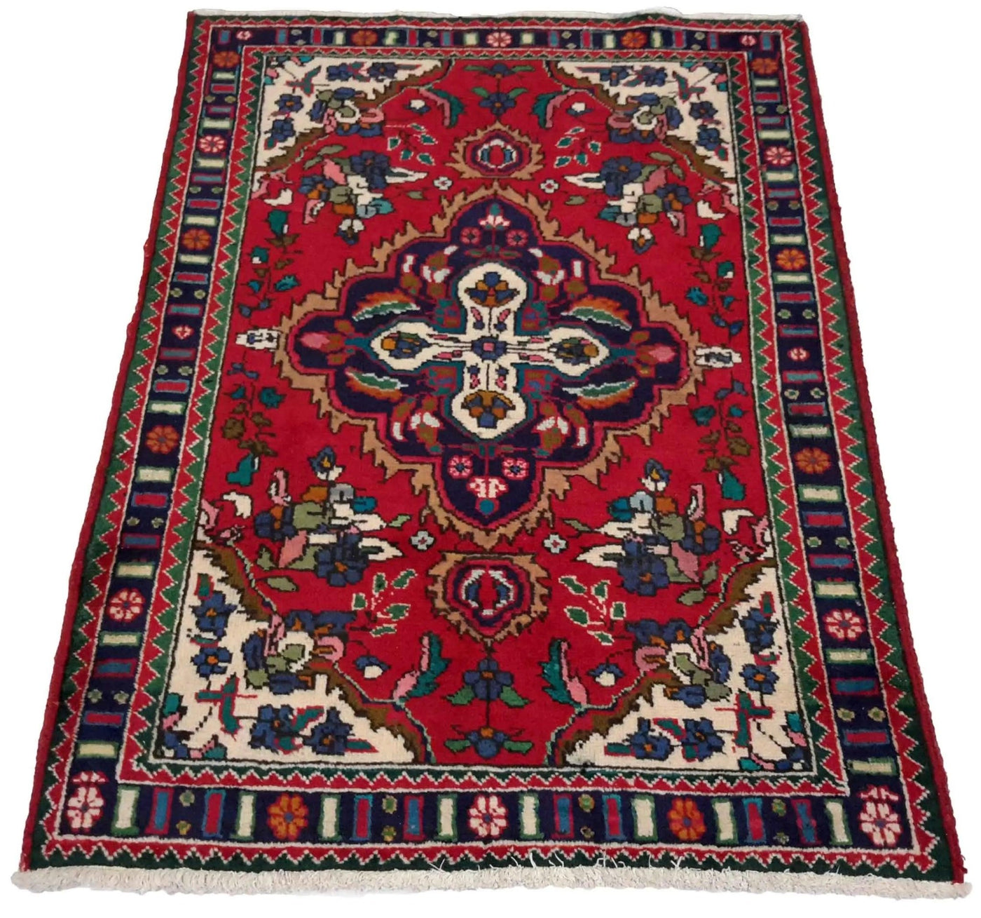 Canvello Hand Made Casual Medallion Silkroad Tabriz Rug - 3'4'' X 4'10'' - Canvello