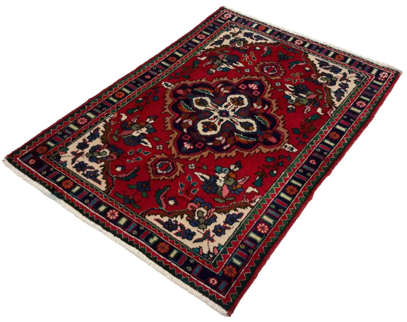 Canvello Hand Made Casual Medallion Silkroad Tabriz Rug - 3'4'' X 4'10'' - Canvello