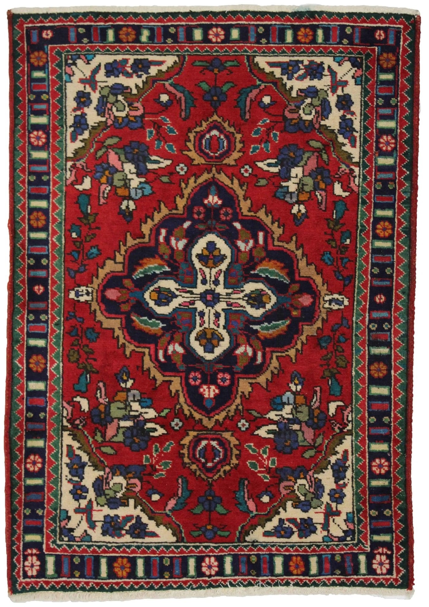 Canvello Hand Made Casual Medallion Silkroad Tabriz Rug - 3'4'' X 4'10'' - Canvello