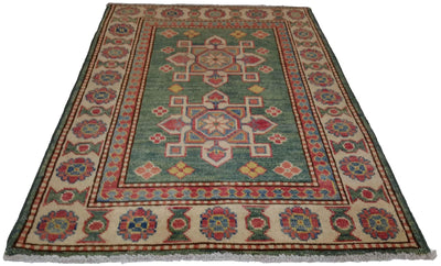 Canvello Hand Made Casual Panel Afghan Kazak Rug - 2'1'' X 3'1'' - Canvello