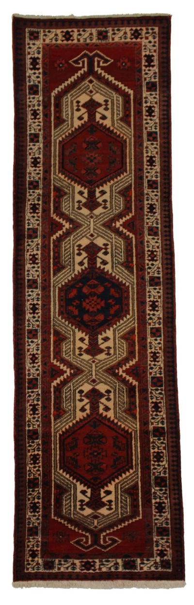 Canvello Hand Made Casual Panel Silkroad Nain 9 Line Rug - 2'10'' X 10'6'' - Canvello