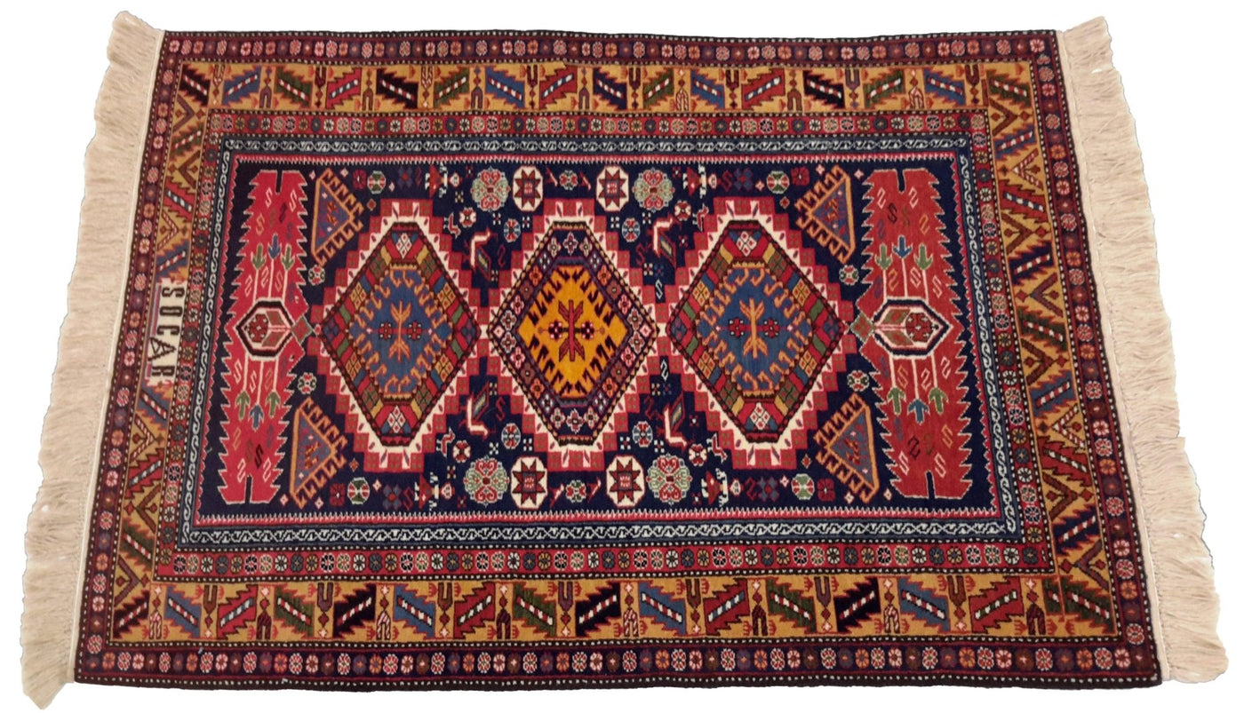 Canvello Hand Made Casual Silkroad Yalameh Rug - 3'4'' X 4'7'' - Canvello