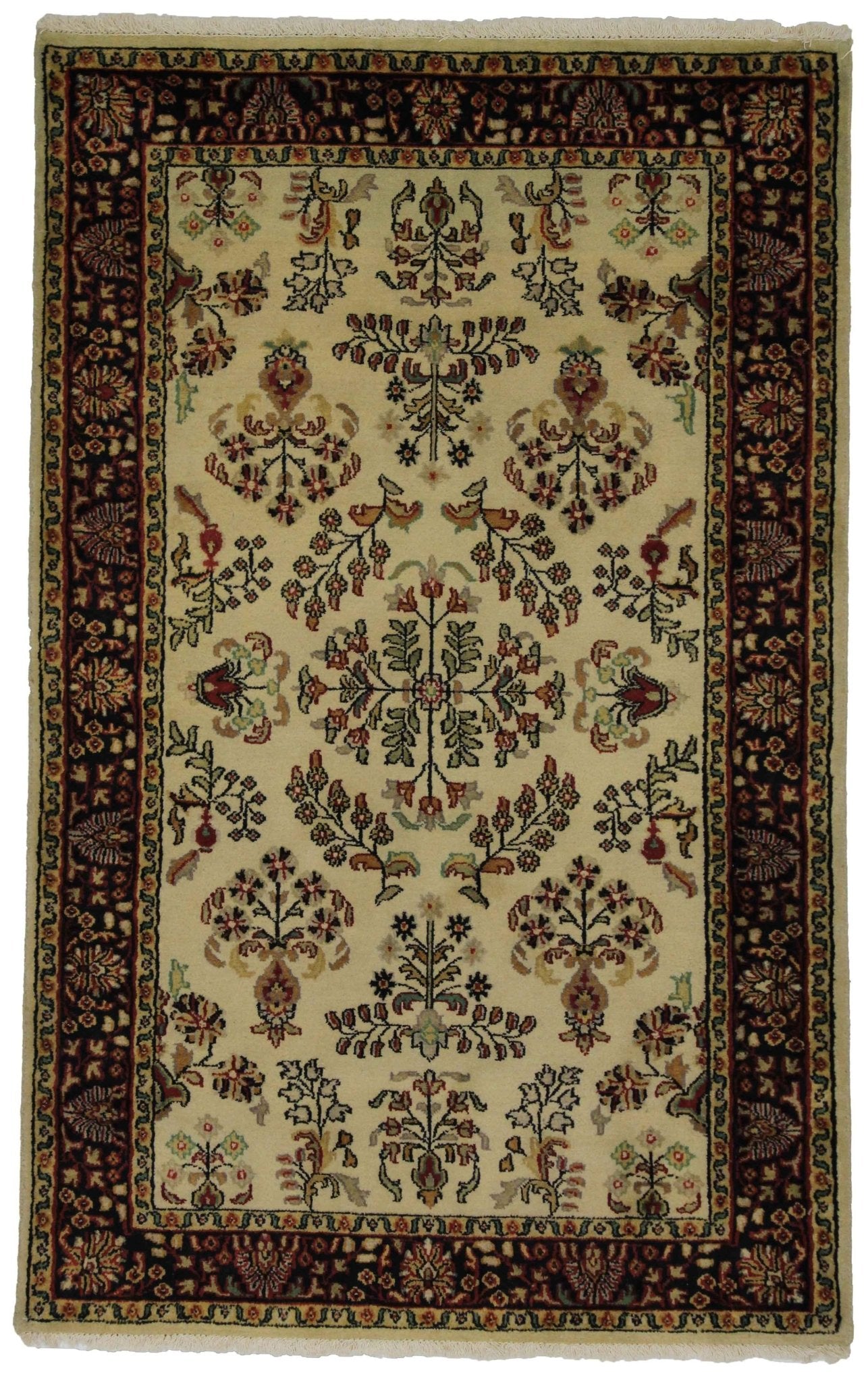 Canvello Hand Made Formal All Over Indo Saurough Rug - 3'3'' X 5'1'' - Canvello