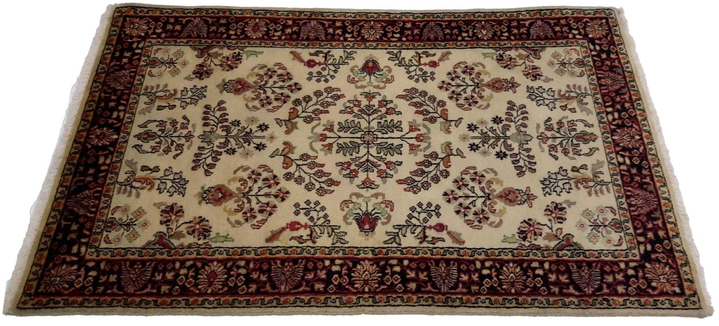 Canvello Hand Made Formal All Over Indo Saurough Rug - 3'3'' X 5'1'' - Canvello