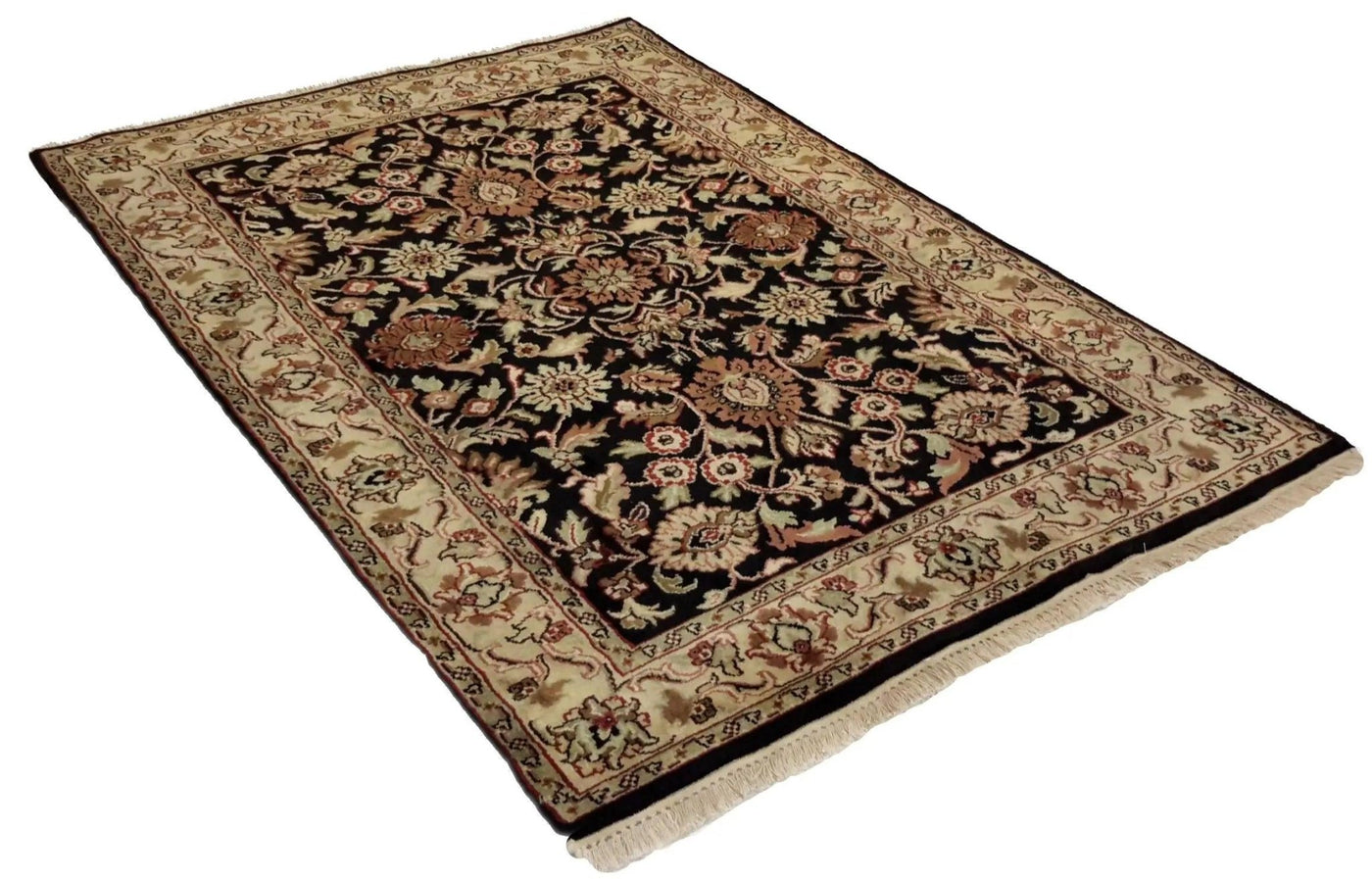 Canvello Hand Made Formal All Over Indo Tabriz Design Rug - 4'0'' X 5'10'' - Canvello