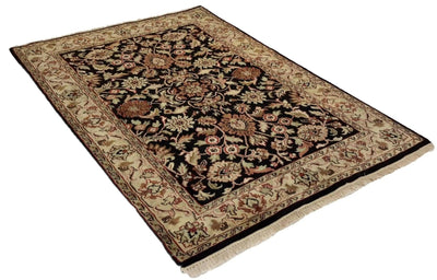 Canvello Hand Made Formal All Over Indo Tabriz Design Rug - 4'0'' X 5'10'' - Canvello