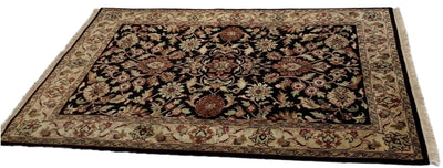 Canvello Hand Made Formal All Over Indo Tabriz Design Rug - 4'0'' X 5'10'' - Canvello