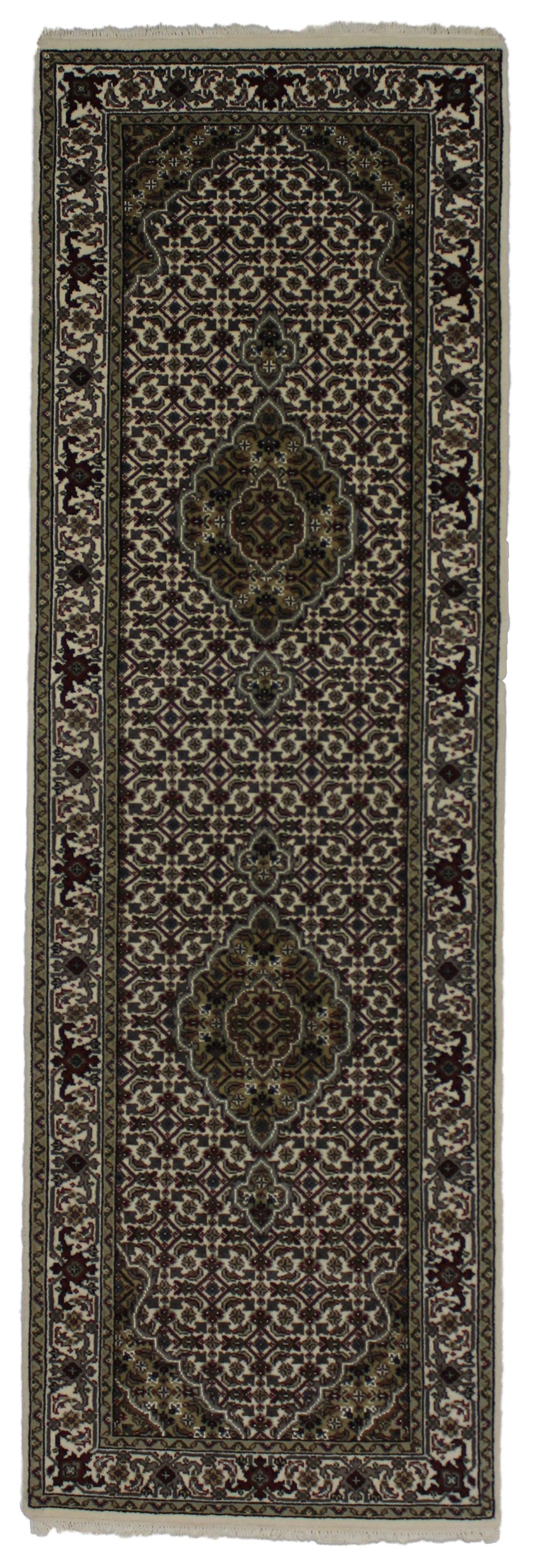 Canvello Hand Made Formal All Over Indo Tabriz Rug - 2'7'' X 8'1''