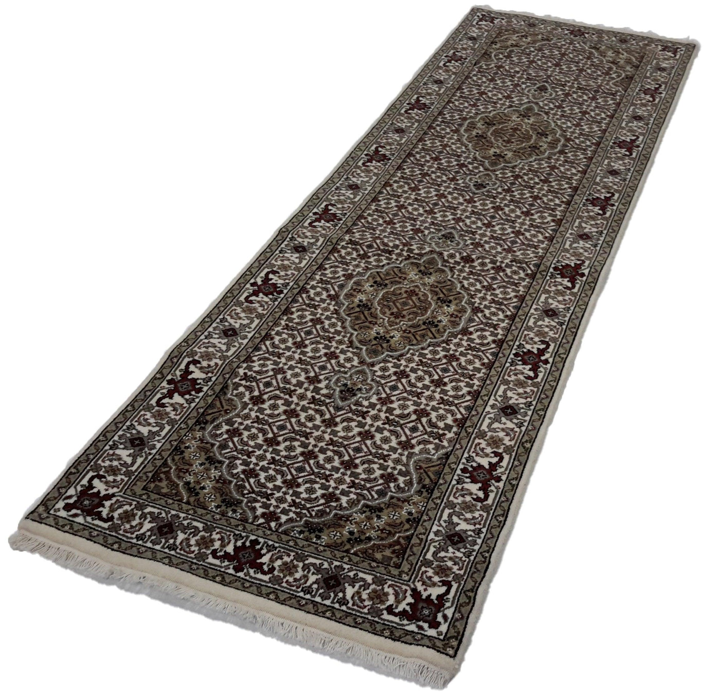 Canvello Hand Made Formal All Over Indo Tabriz Rug - 2'7'' X 8'1''