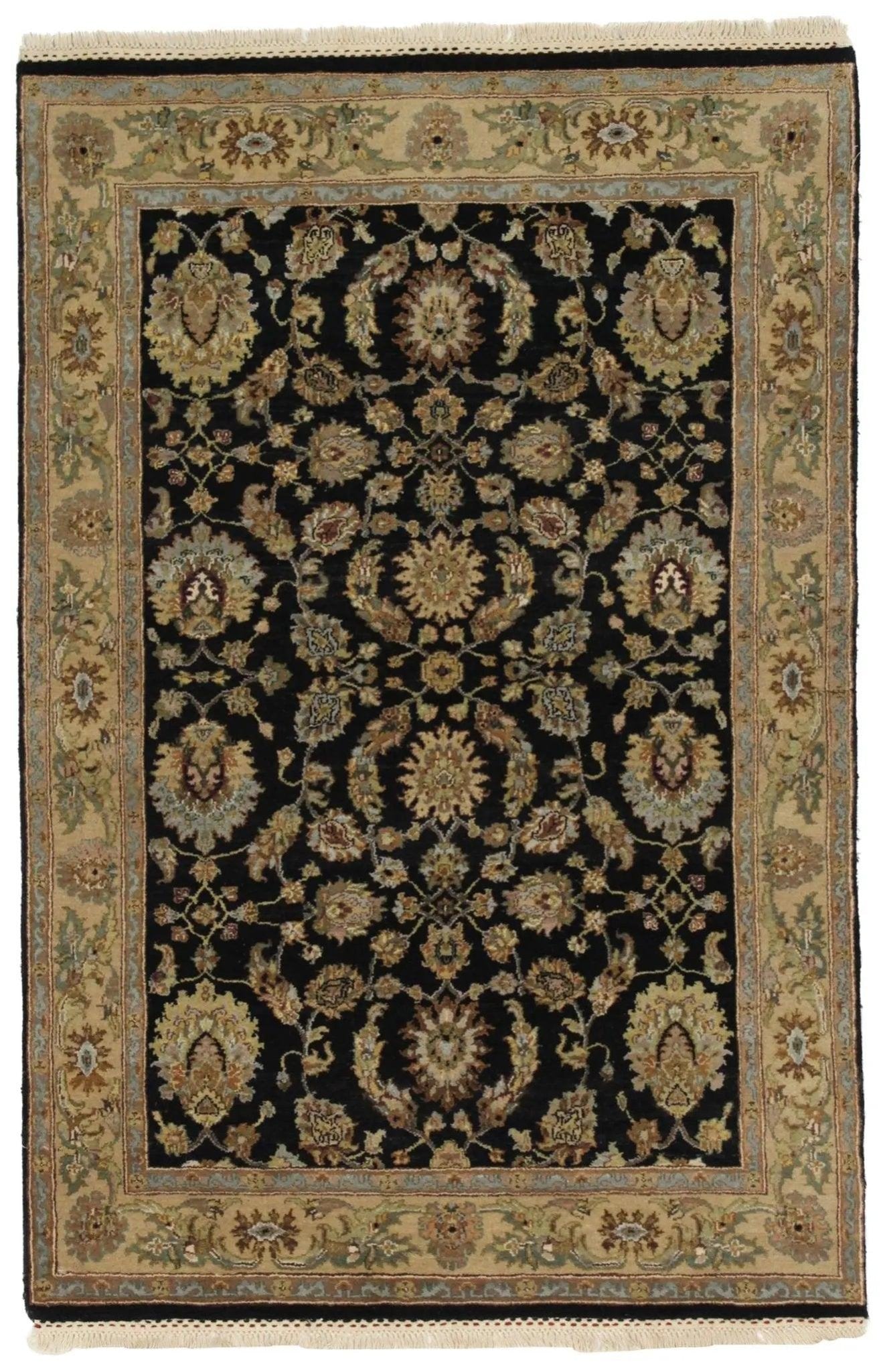 Canvello Hand Made Formal All Over Indo Tabriz Rug - 4'0'' X 6'0'' - Canvello