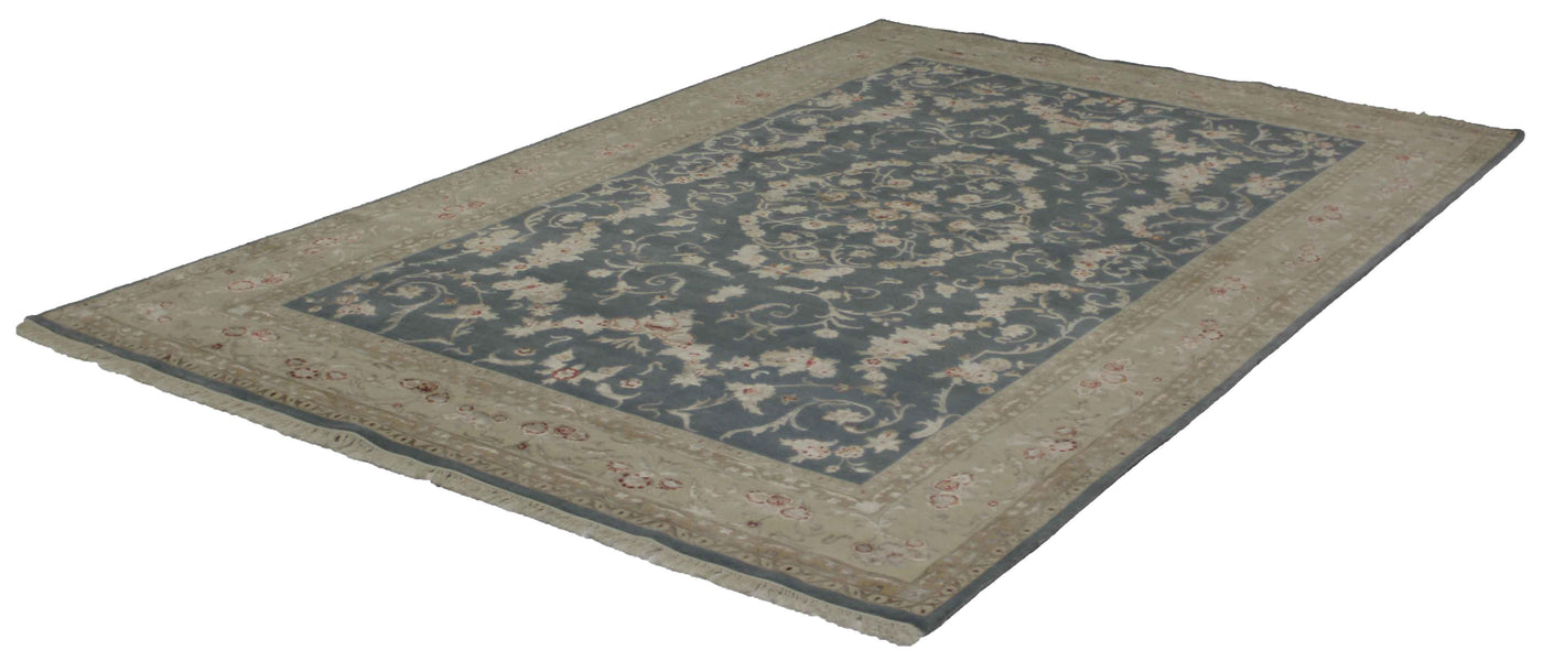 Canvello Hand Made Formal All Over Indo Tabriz Rug - 6'4'' X 9'10''