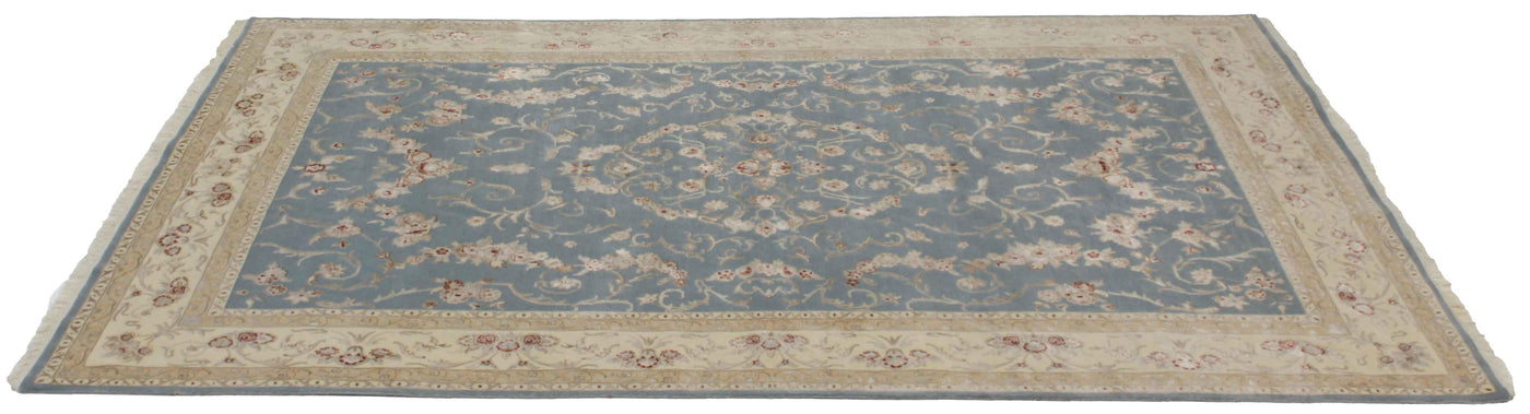 Canvello Hand Made Formal All Over Indo Tabriz Rug - 6'4'' X 9'10''