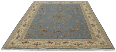 Canvello Hand Made Formal All Over Indo Tabriz Rug - 6'4'' X 9'10'' - Canvello