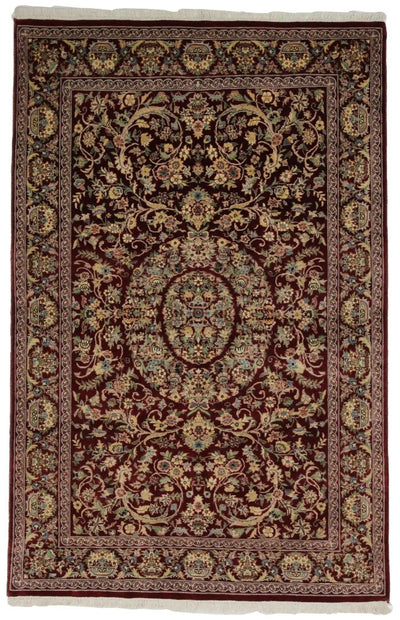 Canvello Hand Made Formal All Over Pakistan Tabriz Design Rug - 4'0'' X 6'2'' - Canvello