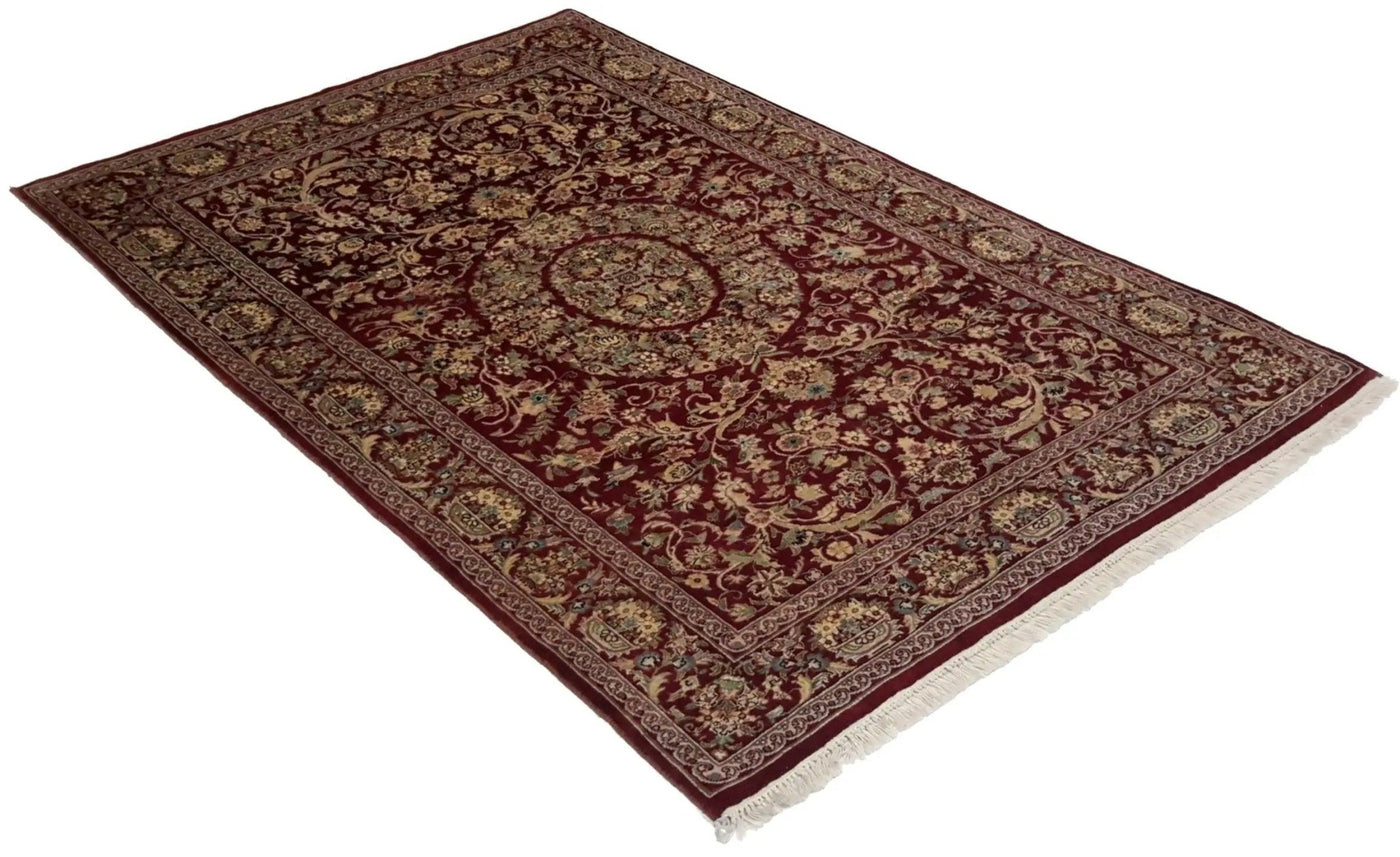 Canvello Hand Made Formal All Over Pakistan Tabriz Design Rug - 4'0'' X 6'2'' - Canvello