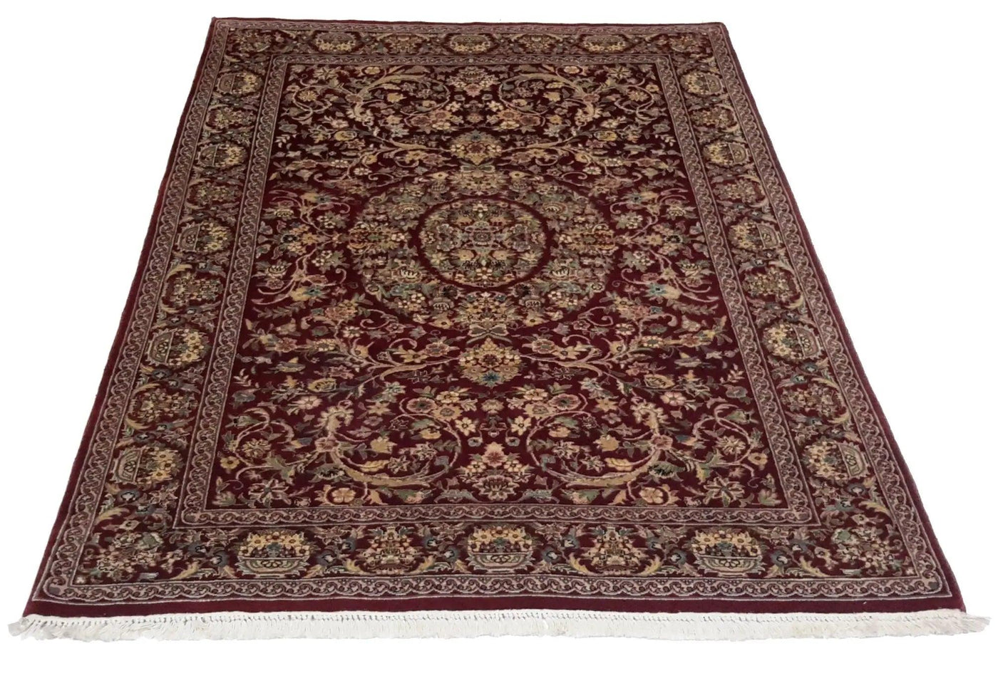 Canvello Hand Made Formal All Over Pakistan Tabriz Design Rug - 4'0'' X 6'2'' - Canvello