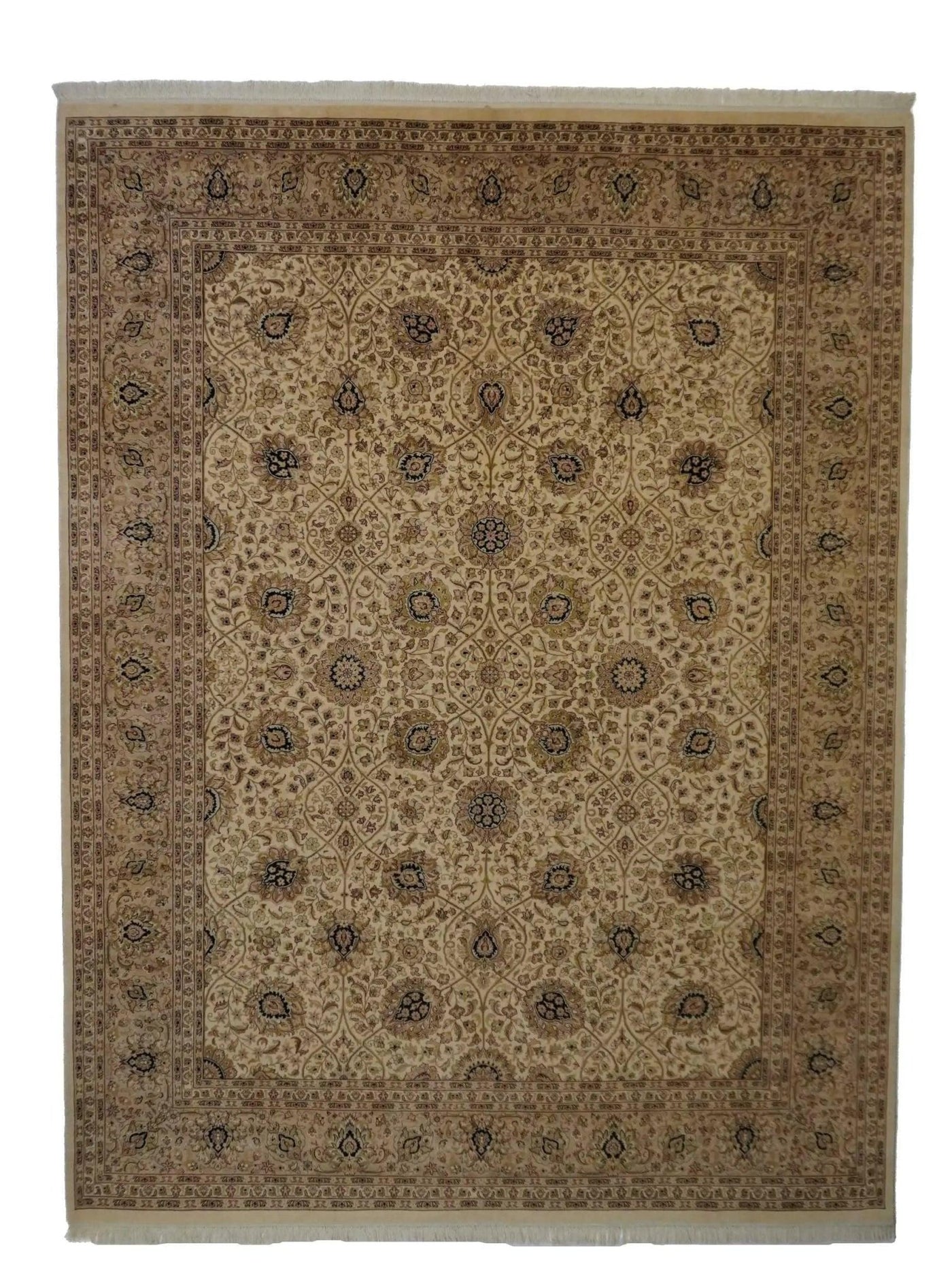 Canvello Hand Made Formal All Over Pakistan Tabriz Rug - 9'2'' X 12'1'' - Canvello