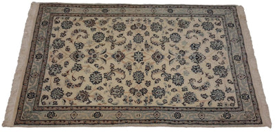 Canvello Hand Made Formal All Over Silkroad Nain 9 Line Rug - 2'11'' X 4'8'' - Canvello