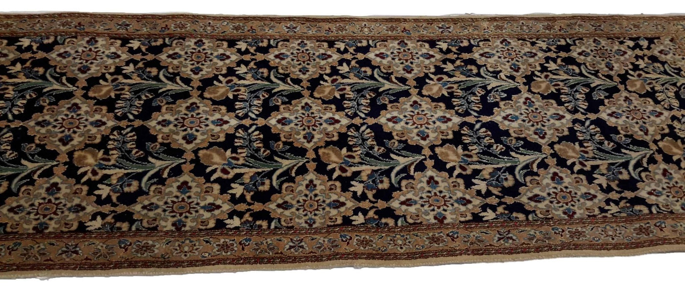 Canvello Hand Made Formal All Over Silkroad Nain 9 Line Rug - 2'11'' X 8'0'' - Canvello