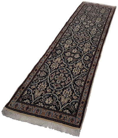 Canvello Hand Made Formal All Over Silkroad Nain 9 Line Rug - 2'4'' X 9'8'' - Canvello