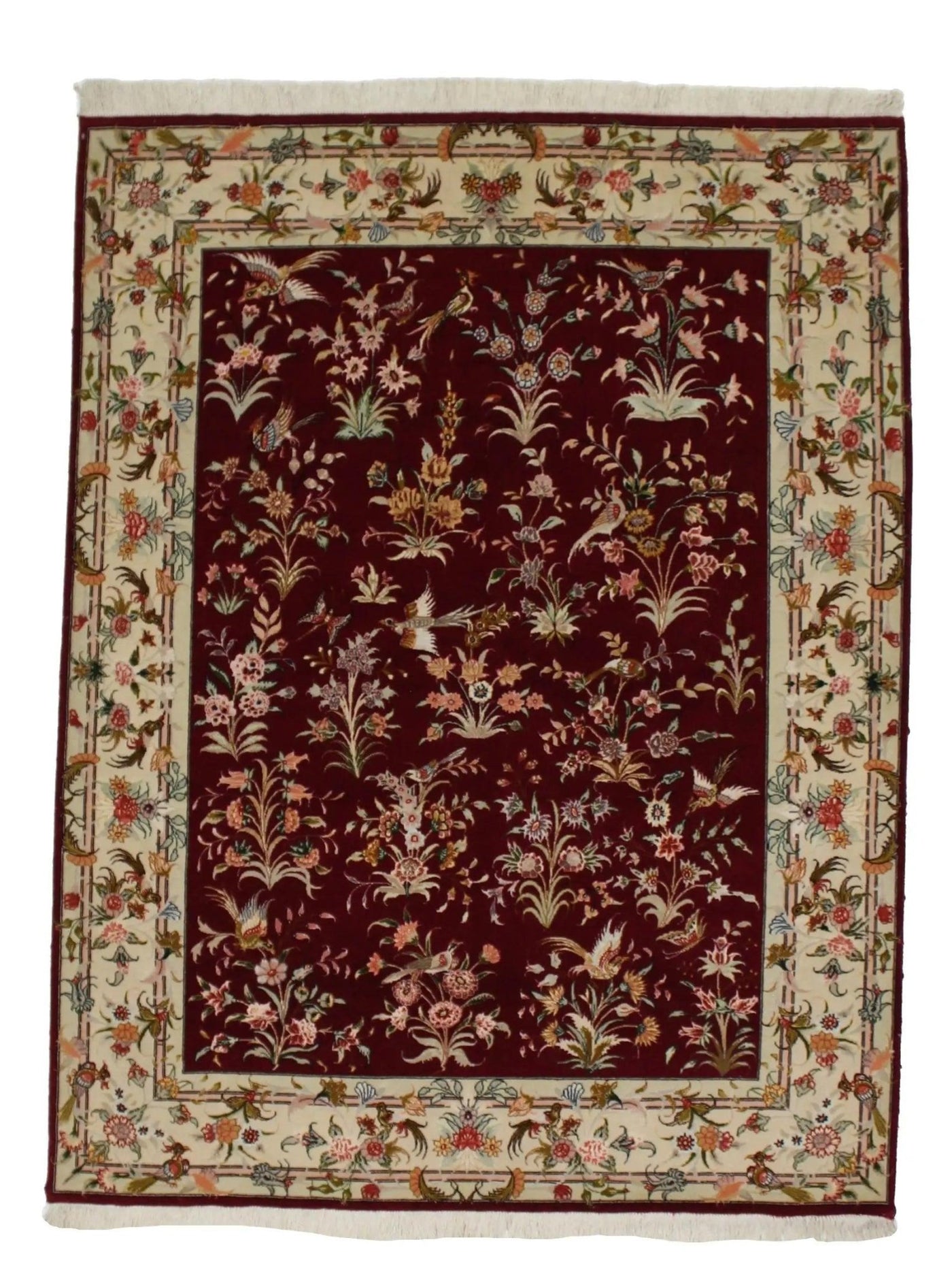 Canvello Hand Made Formal All Over Silkroad Tabriz Rug - 4'10'' X 6'5'' - Canvello