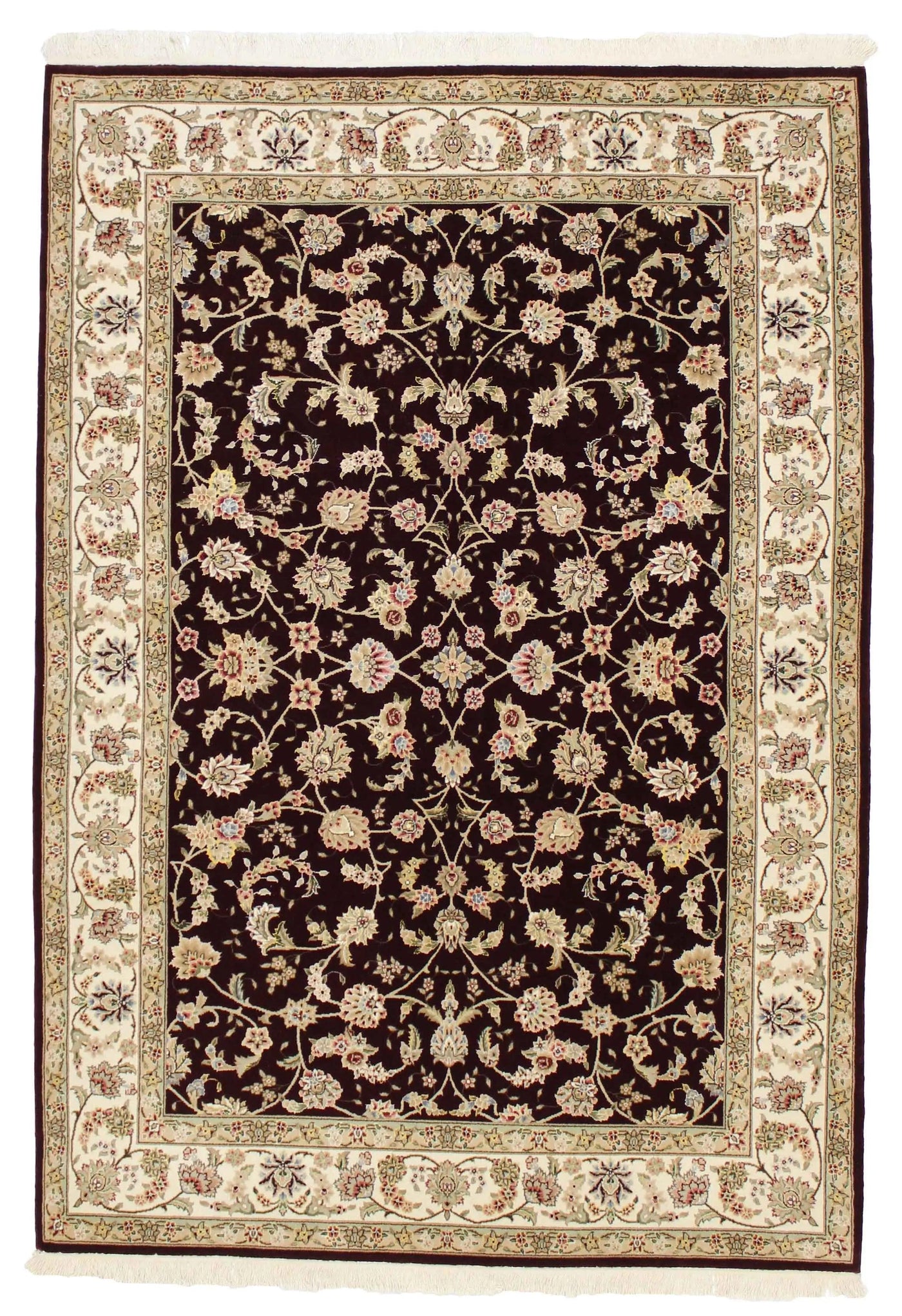 Canvello Hand Made Formal All Over Sino Tabriz Rug - 5'7'' X 8'0''