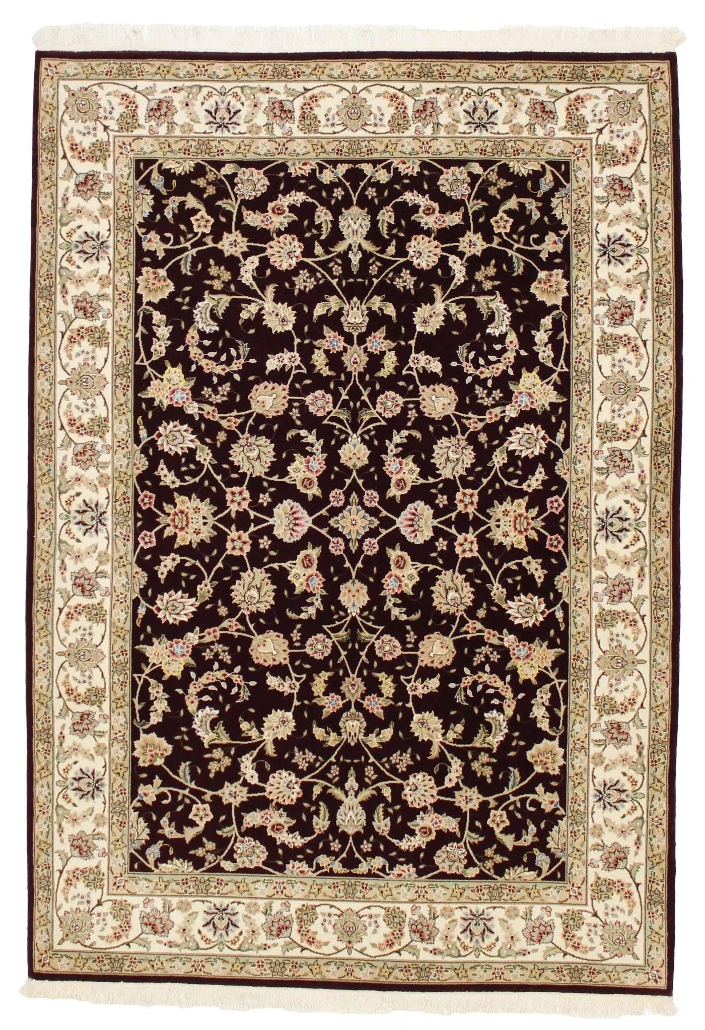 Canvello Hand Made Formal All Over Sino Tabriz Rug - 5'7'' X 8'0'' - Canvello