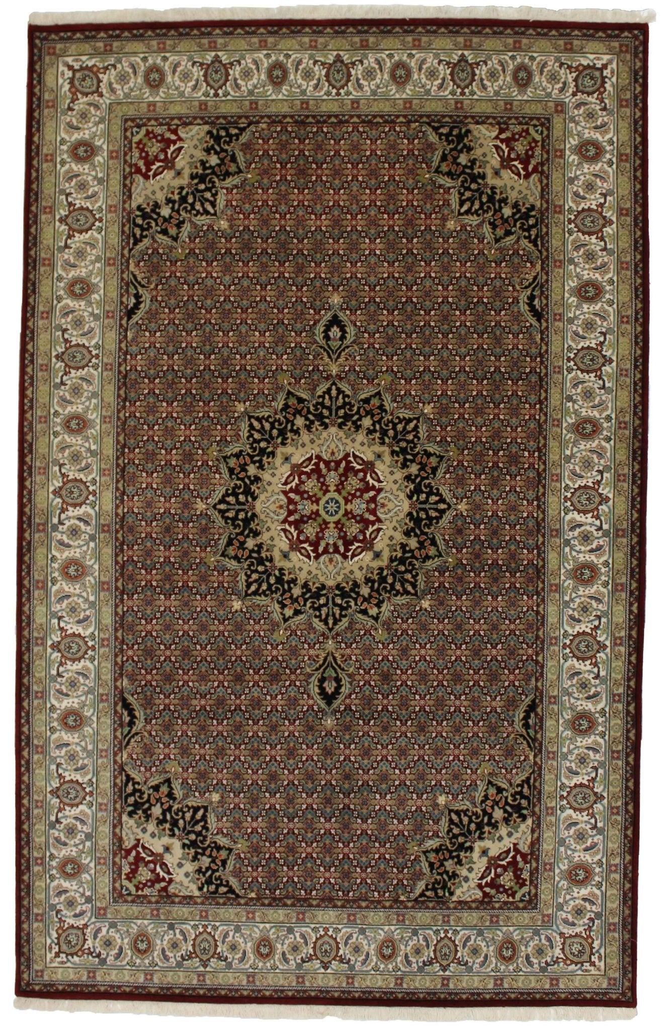 Canvello Hand Made Formal Medallion Indo Bidjar Rug - 6'4'' X 10'0'' - Canvello