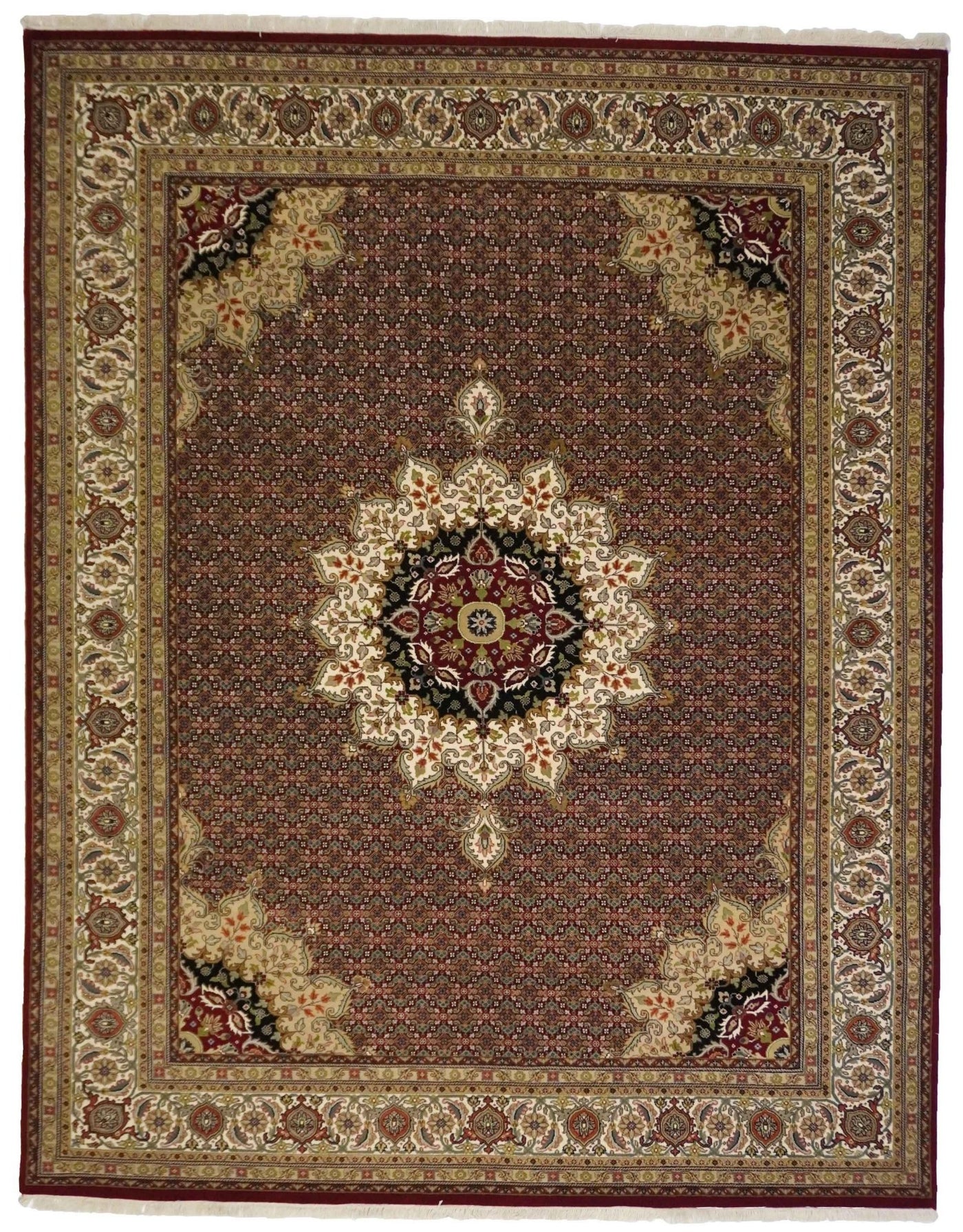 Canvello Hand Made Formal Medallion Indo Bidjar Rug - 8'0'' X 10'3'' - Canvello