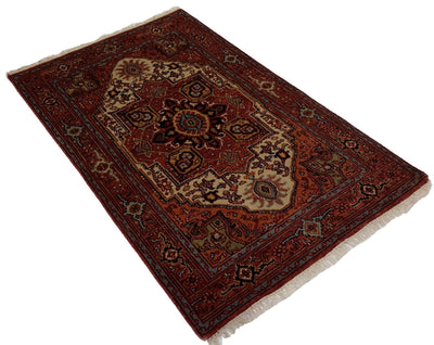 Canvello Hand Made Formal Medallion Indo Heriz Rug - 3'10'' X 5'11'' - Canvello