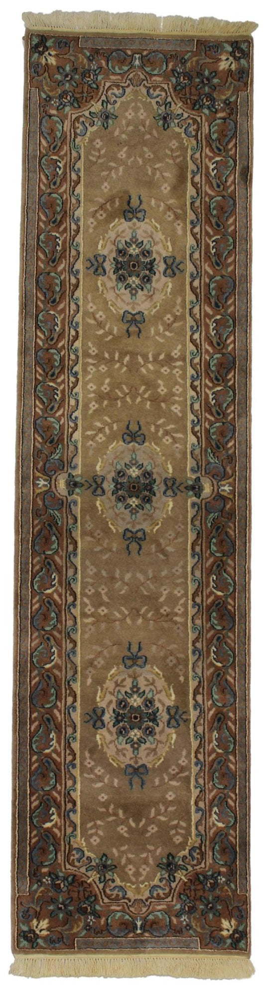 Canvello - Alfombra india hecha a mano con medallón formal - 2'5'' X 9'9''