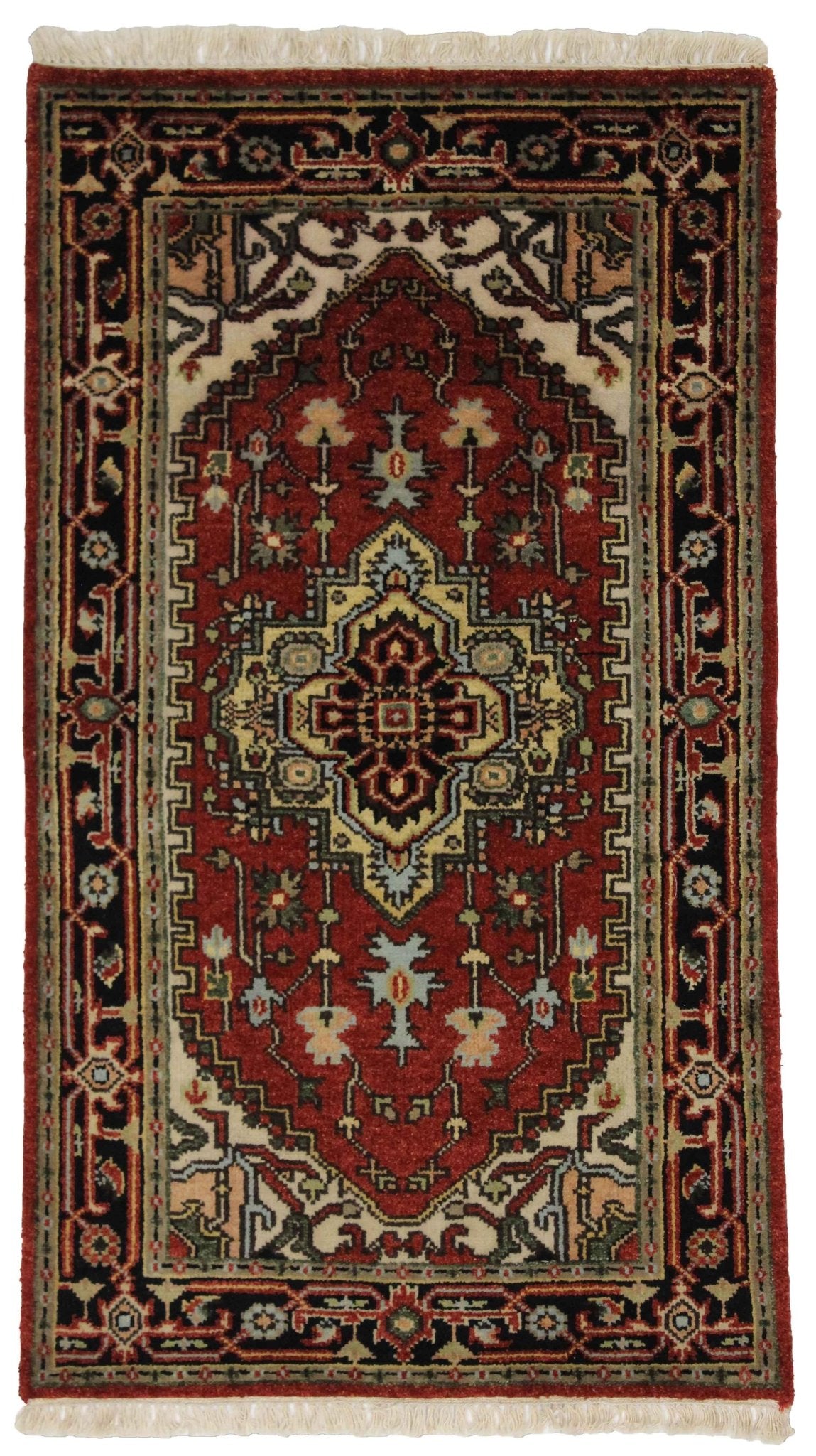 Canvello Hand Made Formal Medallion Indo Serapi Rug - 2'11'' X 5'2'' - Canvello