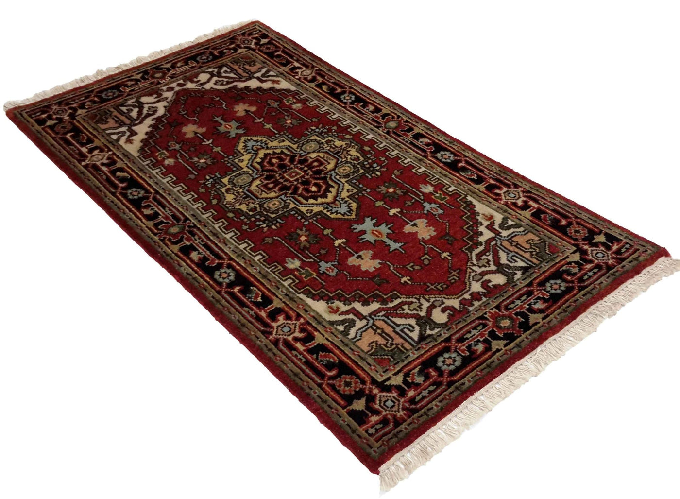 Canvello Hand Made Formal Medallion Indo Serapi Rug - 2'11'' X 5'2'' - Canvello