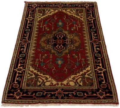 Canvello Hand Made Formal Medallion Indo Serapi Rug - 3'0'' X 5'0'' - Canvello