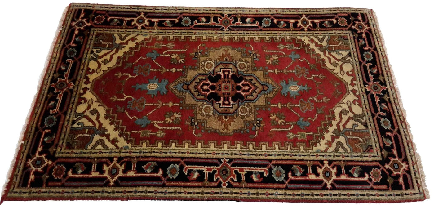 Canvello Hand Made Formal Medallion Indo Serapi Rug - 3'0'' X 5'0'' - Canvello