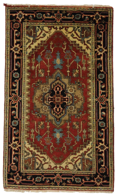 Canvello Hand Made Formal Medallion Indo Serapi Rug - 3'0'' X 5'0'' - Canvello