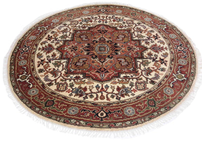 Canvello Hand Made Formal Medallion Indo Serapi Rug - 5'9'' X 5'11'' - Canvello