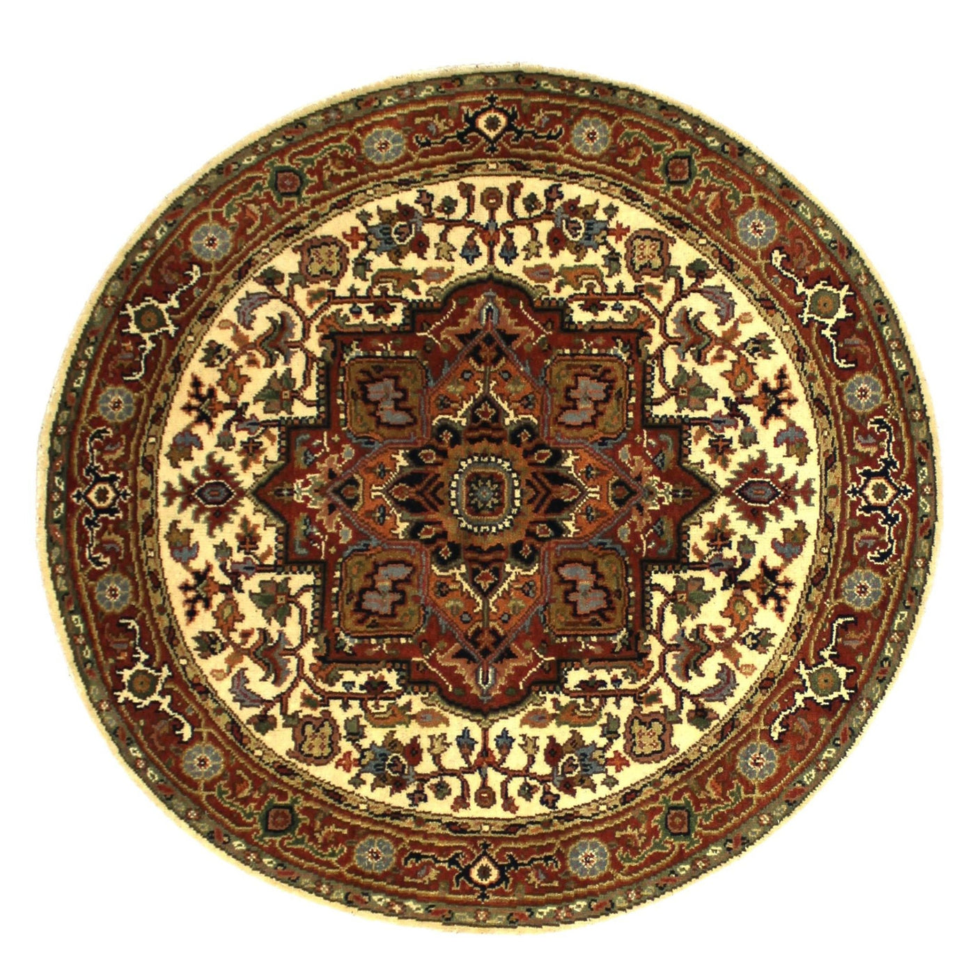 Canvello Hand Made Formal Medallion Indo Serapi Rug - 5'9'' X 5'11'' - Canvello