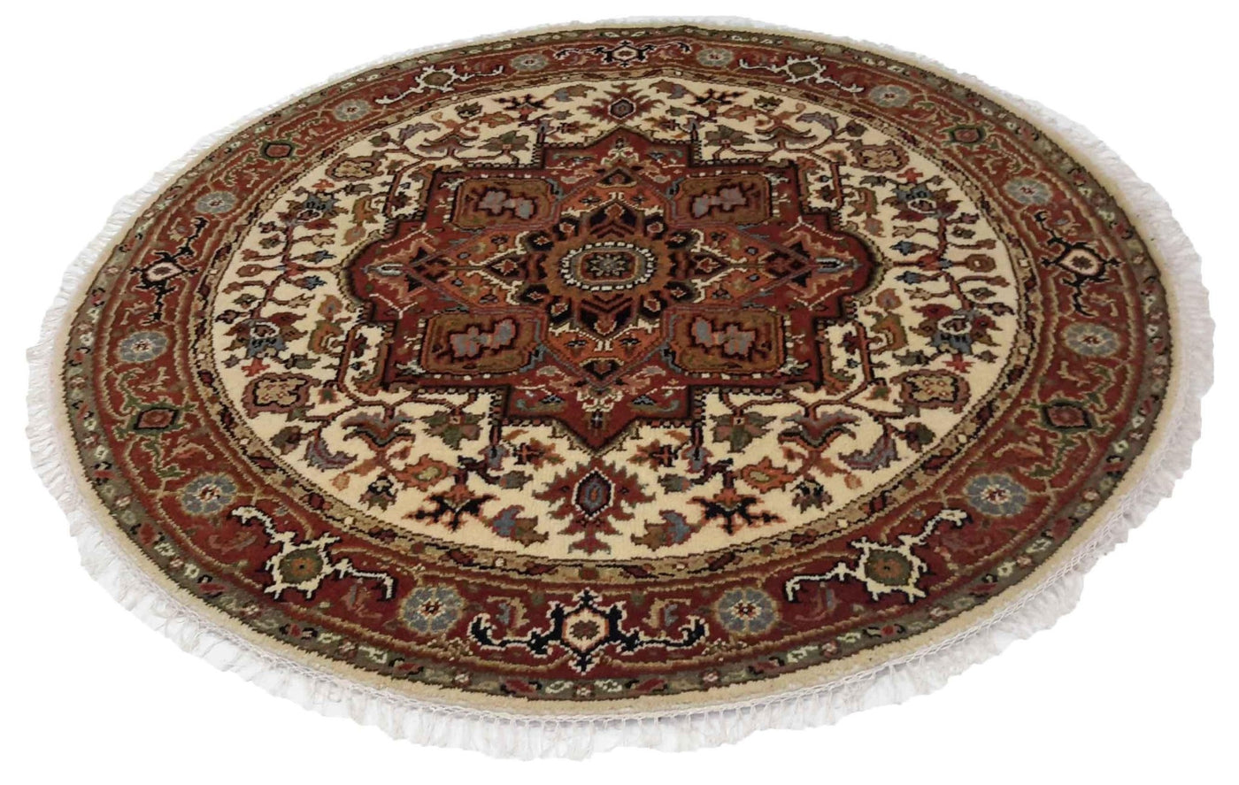 Canvello Hand Made Formal Medallion Indo Serapi Rug - 5'9'' X 5'11'' - Canvello