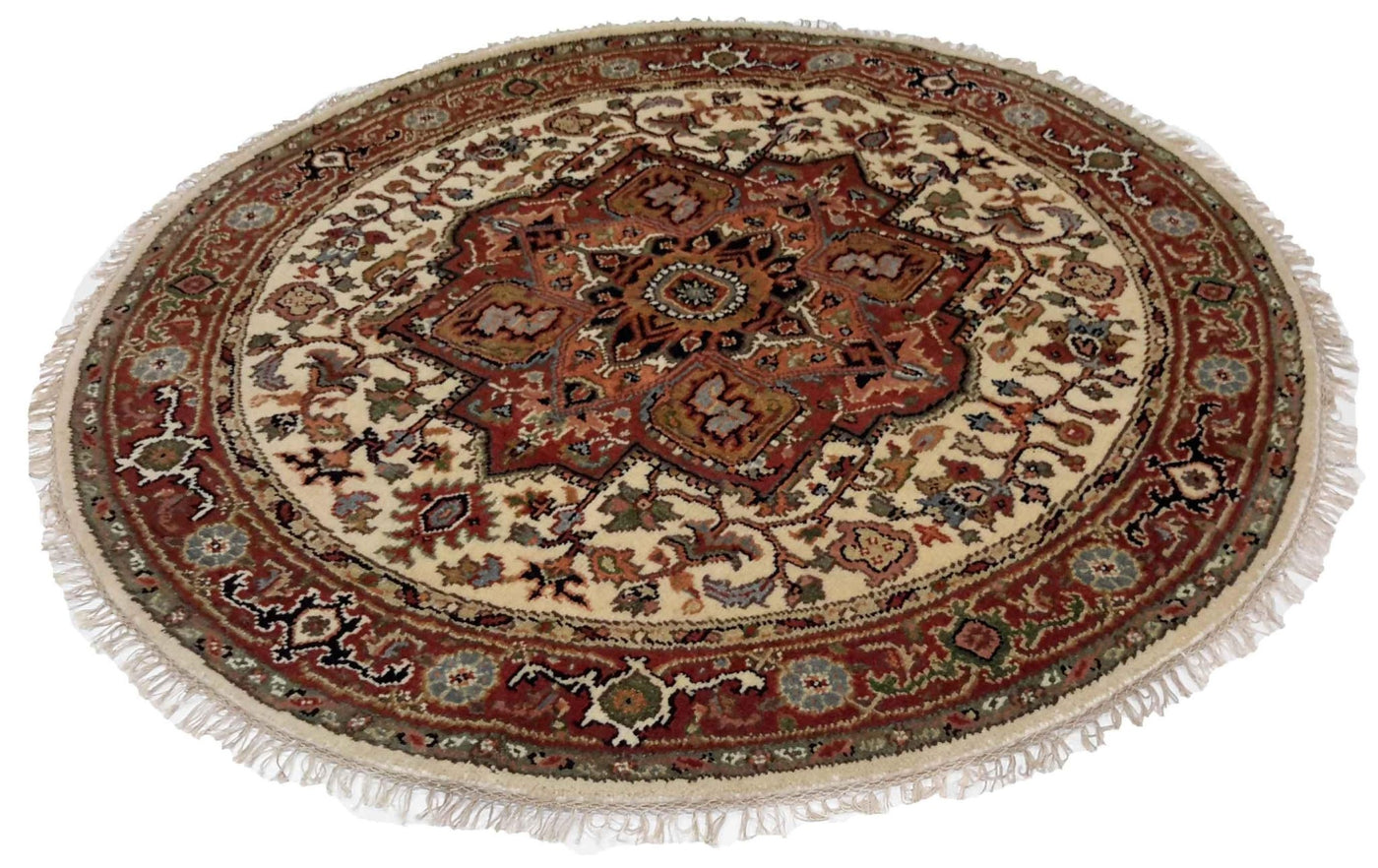 Canvello Hand Made Formal Medallion Indo Serapi Rug - 5'9'' X 5'9'' - Canvello