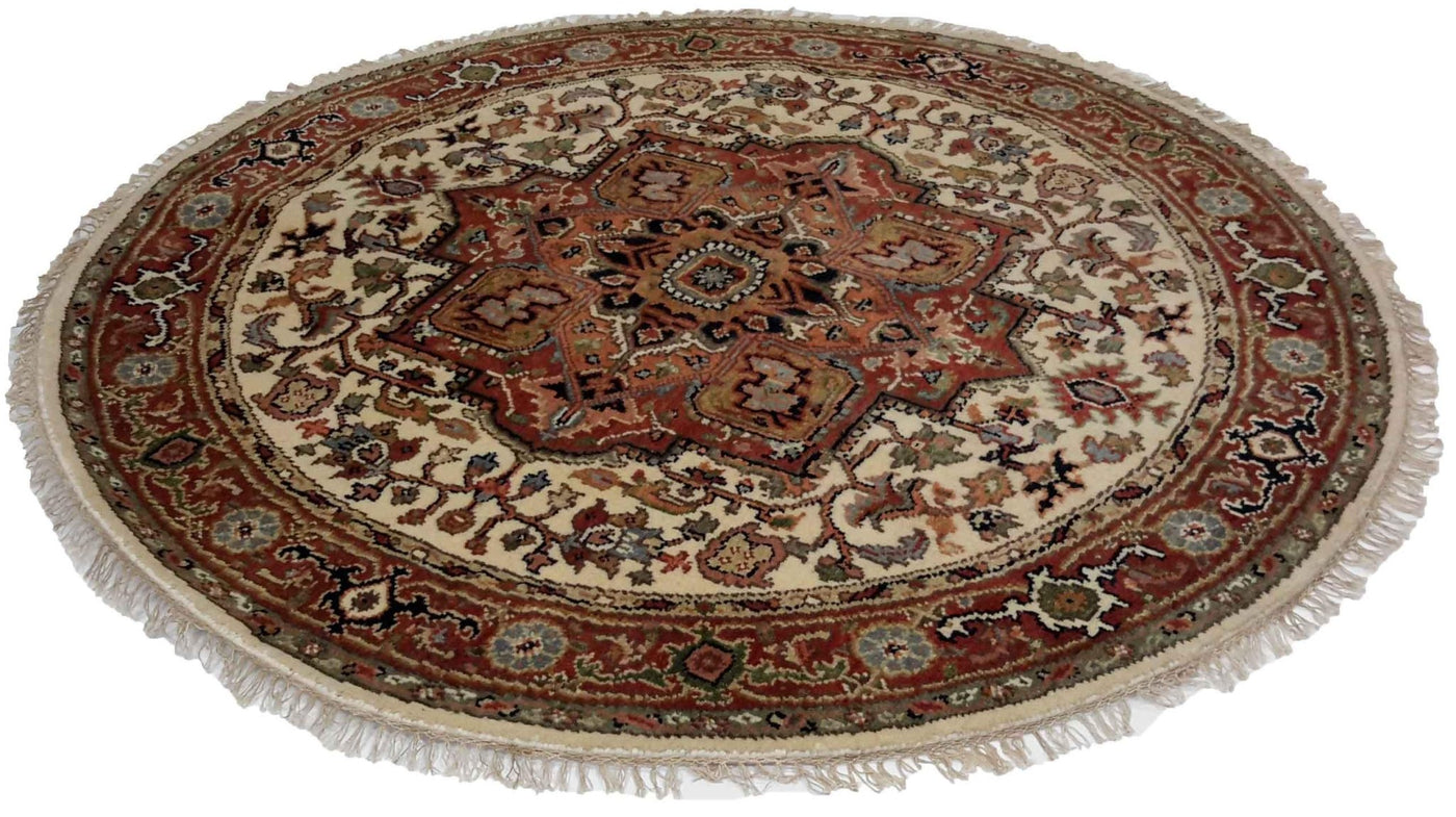 Canvello Hand Made Formal Medallion Indo Serapi Rug - 5'9'' X 5'9'' - Canvello