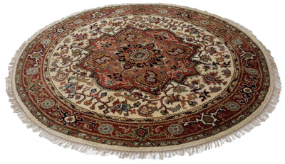 Canvello Hand Made Formal Medallion Indo Serapi Rug - 5'9'' X 5'9'' - Canvello