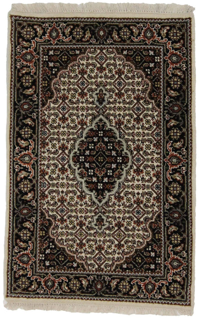 Canvello Hand Made Formal Medallion Indo Tabriz Rug - 2'0'' X 3'0'' - Canvello